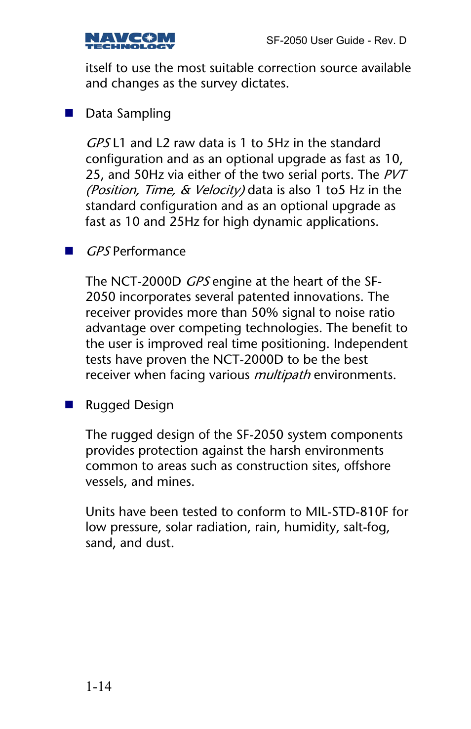 NavCom SF-2050 Rev.D User Manual | Page 16 / 65