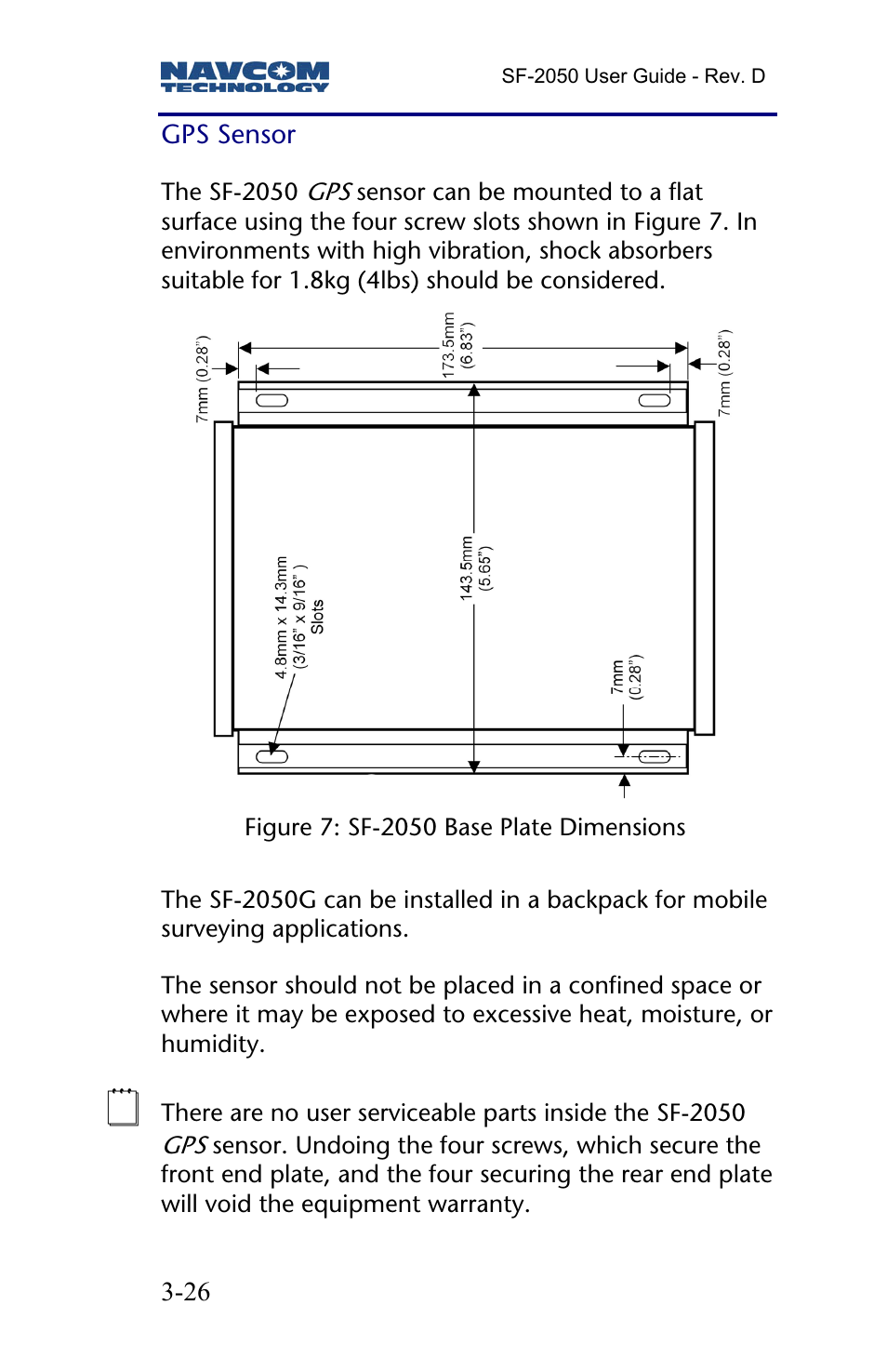 Gps sensor | NavCom SF-2050 Rev.D User Manual | Page 28 / 65