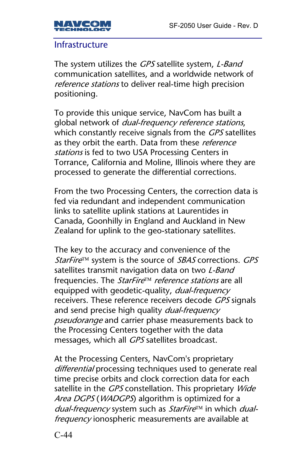 Infrastructure | NavCom SF-2050 Rev.D User Manual | Page 46 / 65