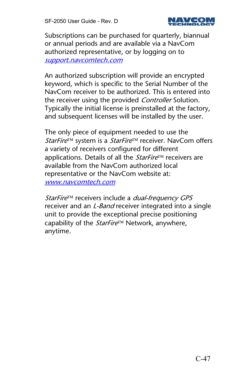 NavCom SF-2050 Rev.D User Manual | Page 49 / 65