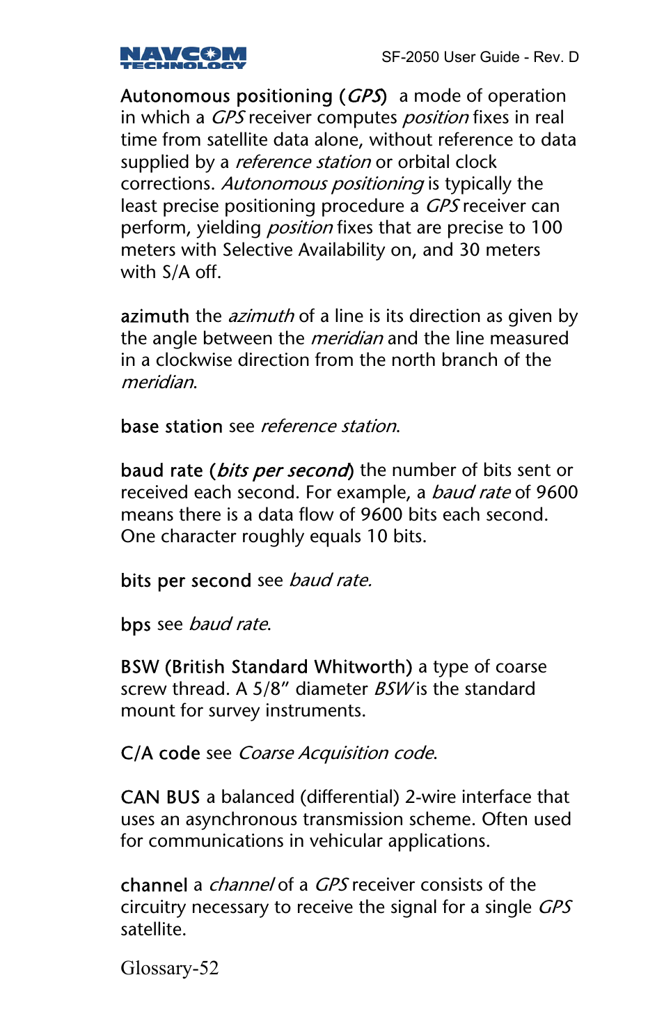 NavCom SF-2050 Rev.D User Manual | Page 54 / 65