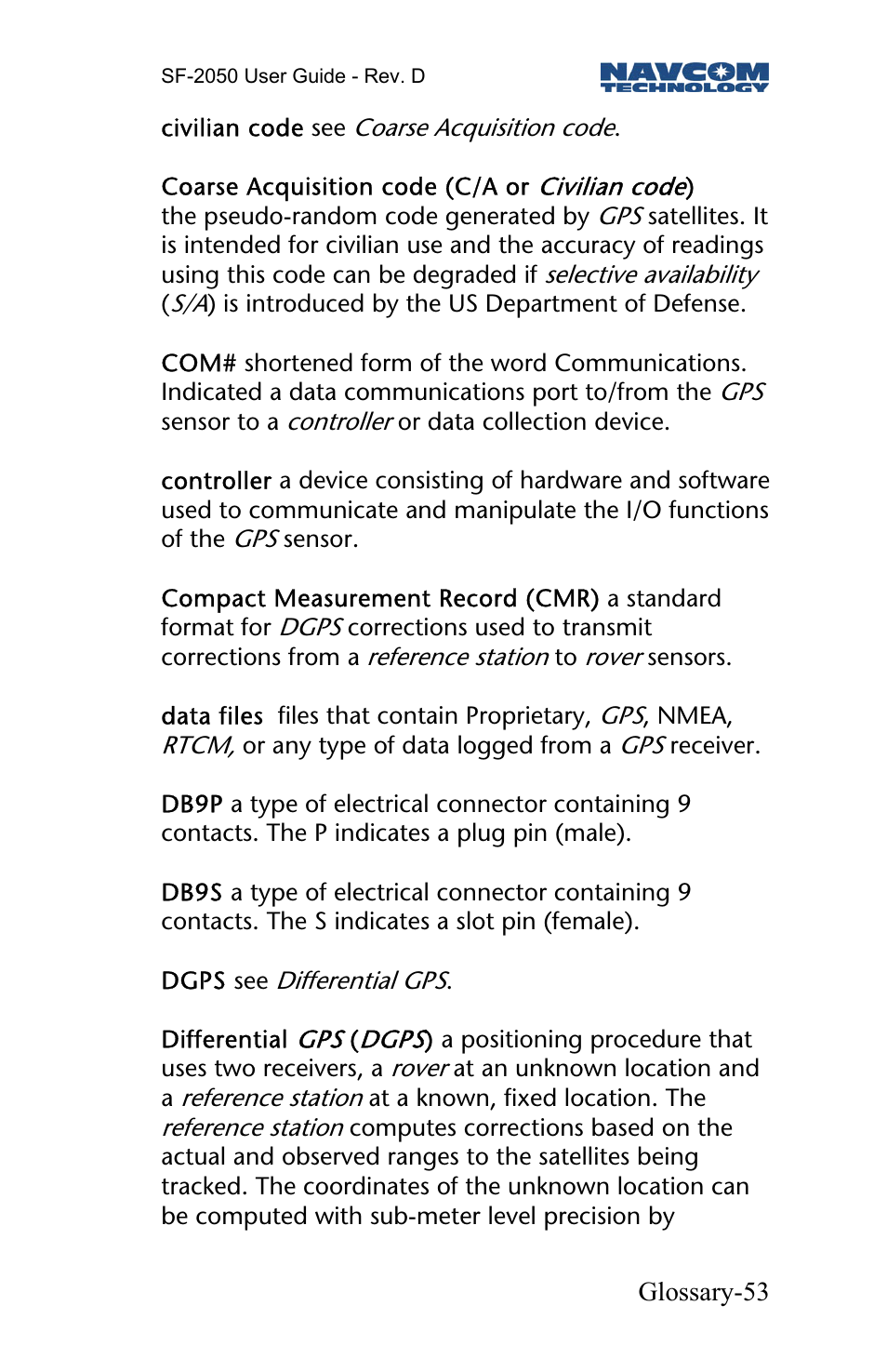 NavCom SF-2050 Rev.D User Manual | Page 55 / 65