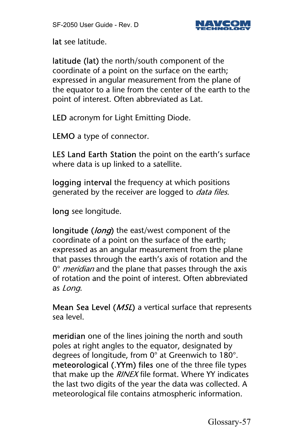 NavCom SF-2050 Rev.D User Manual | Page 59 / 65