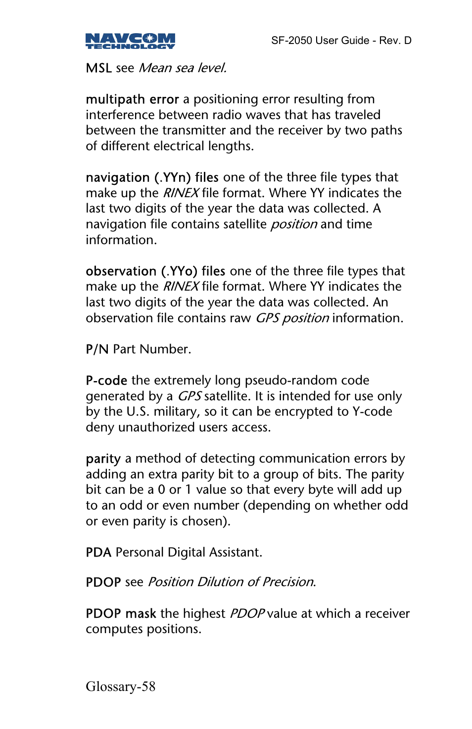 NavCom SF-2050 Rev.D User Manual | Page 60 / 65