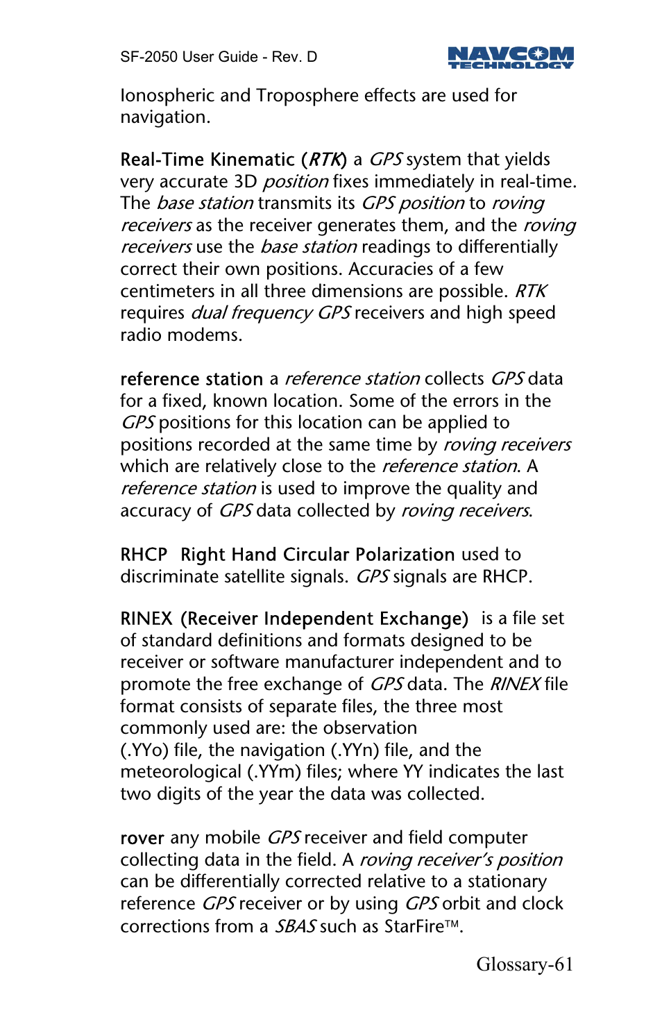 NavCom SF-2050 Rev.D User Manual | Page 63 / 65