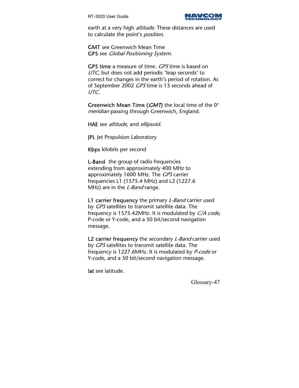 NavCom RT-3020 Rev.A User Manual | Page 49 / 56