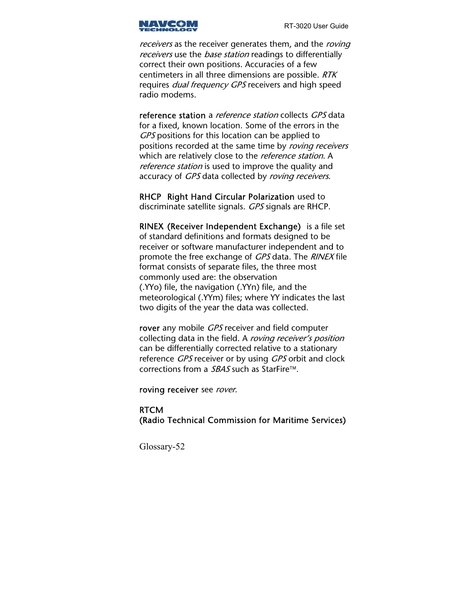 NavCom RT-3020 Rev.A User Manual | Page 54 / 56