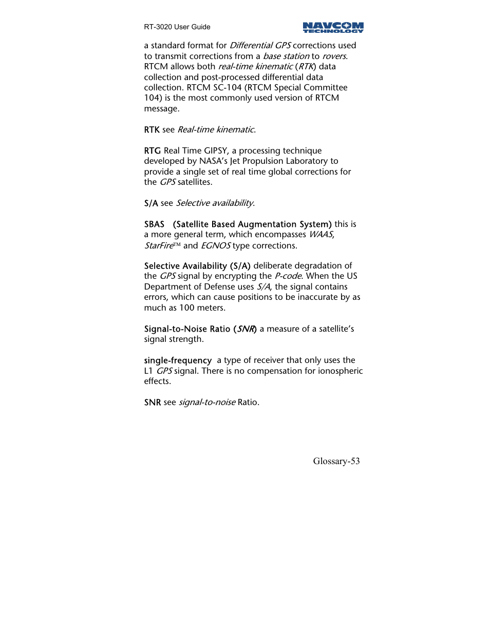 NavCom RT-3020 Rev.A User Manual | Page 55 / 56