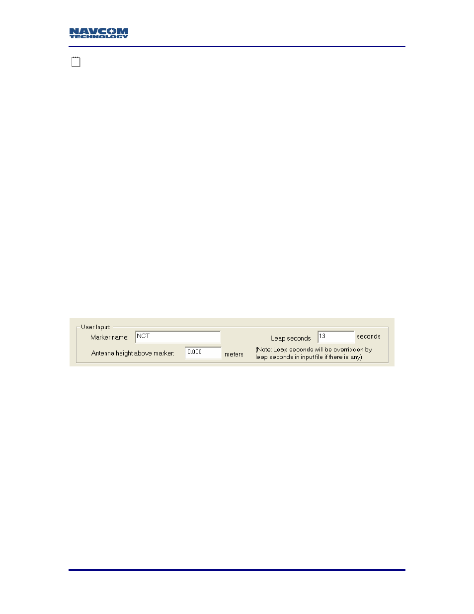 User input, Figure 4: rinex converter user input area | NavCom Rinex Utility Rev B User Manual | Page 12 / 15