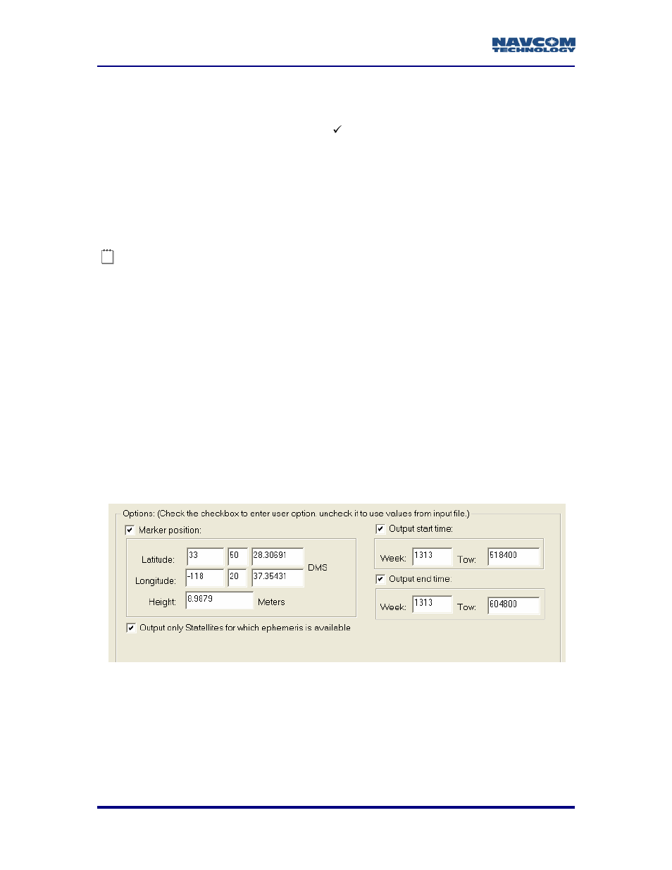 Options, Figure 5: rinex converter options area | NavCom Rinex Utility Rev B User Manual | Page 13 / 15