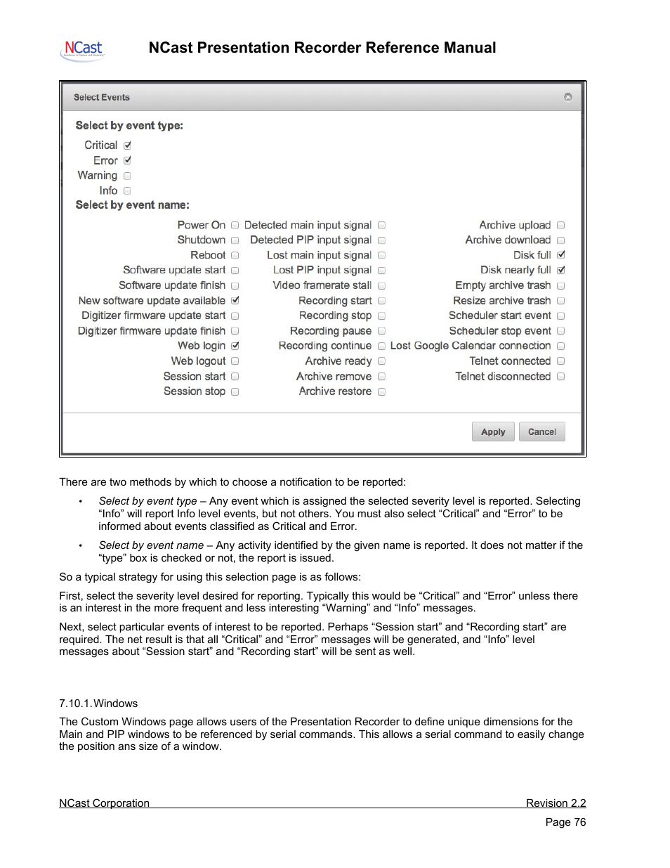 Custom, Ncast presentation recorder reference manual | NCast PR-HD User Manual | Page 76 / 113