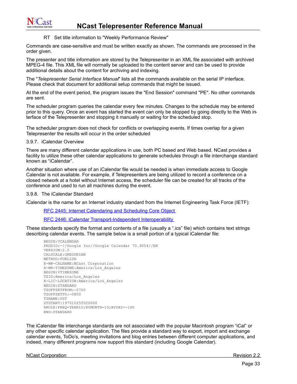 Ncast telepresenter reference manual | NCast Telepresenter M4 User Manual | Page 33 / 107