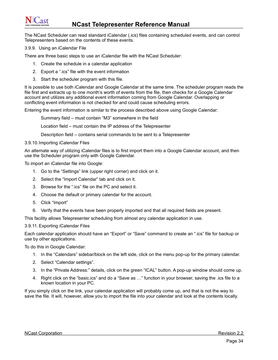 Ncast telepresenter reference manual | NCast Telepresenter M4 User Manual | Page 34 / 107