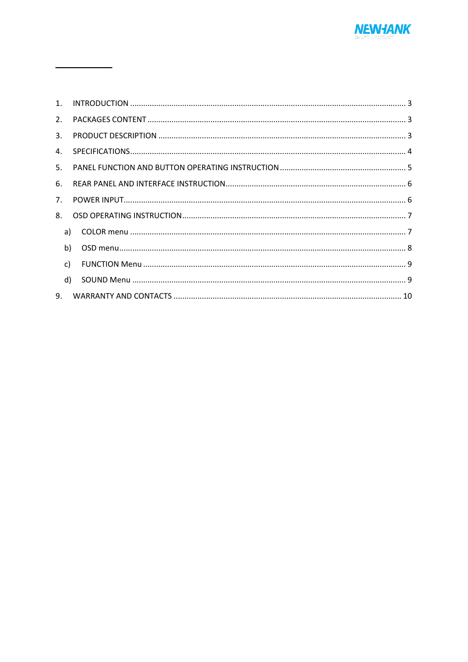 Summary | NewHank MVIW-070X2-RK User Manual | Page 2 / 10