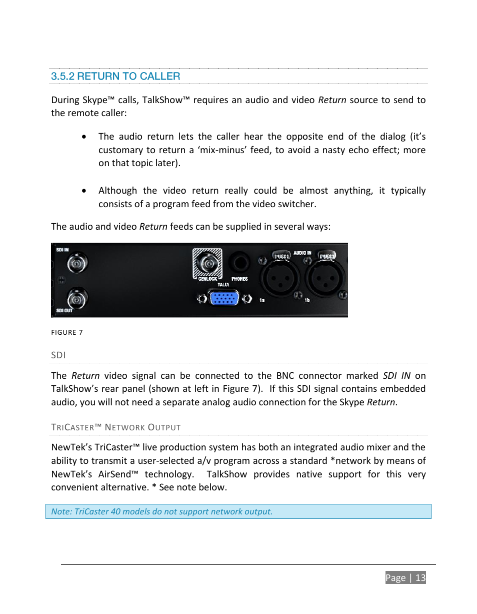 2 return to caller | NewTek TalkShow VS-100 User Manual | Page 21 / 101