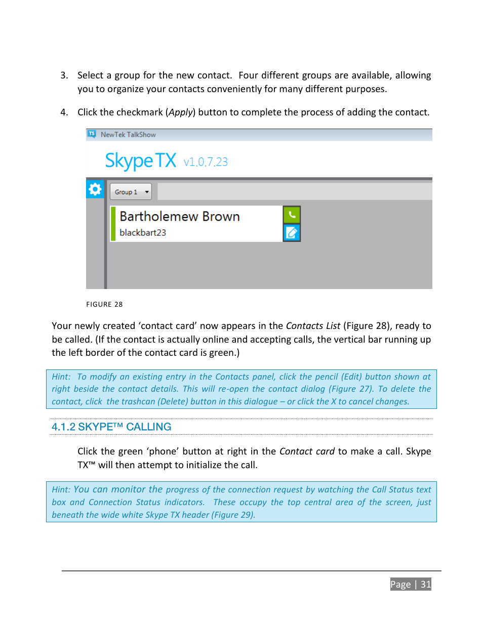 2 skype calling | NewTek TalkShow VS-100 User Manual | Page 39 / 101