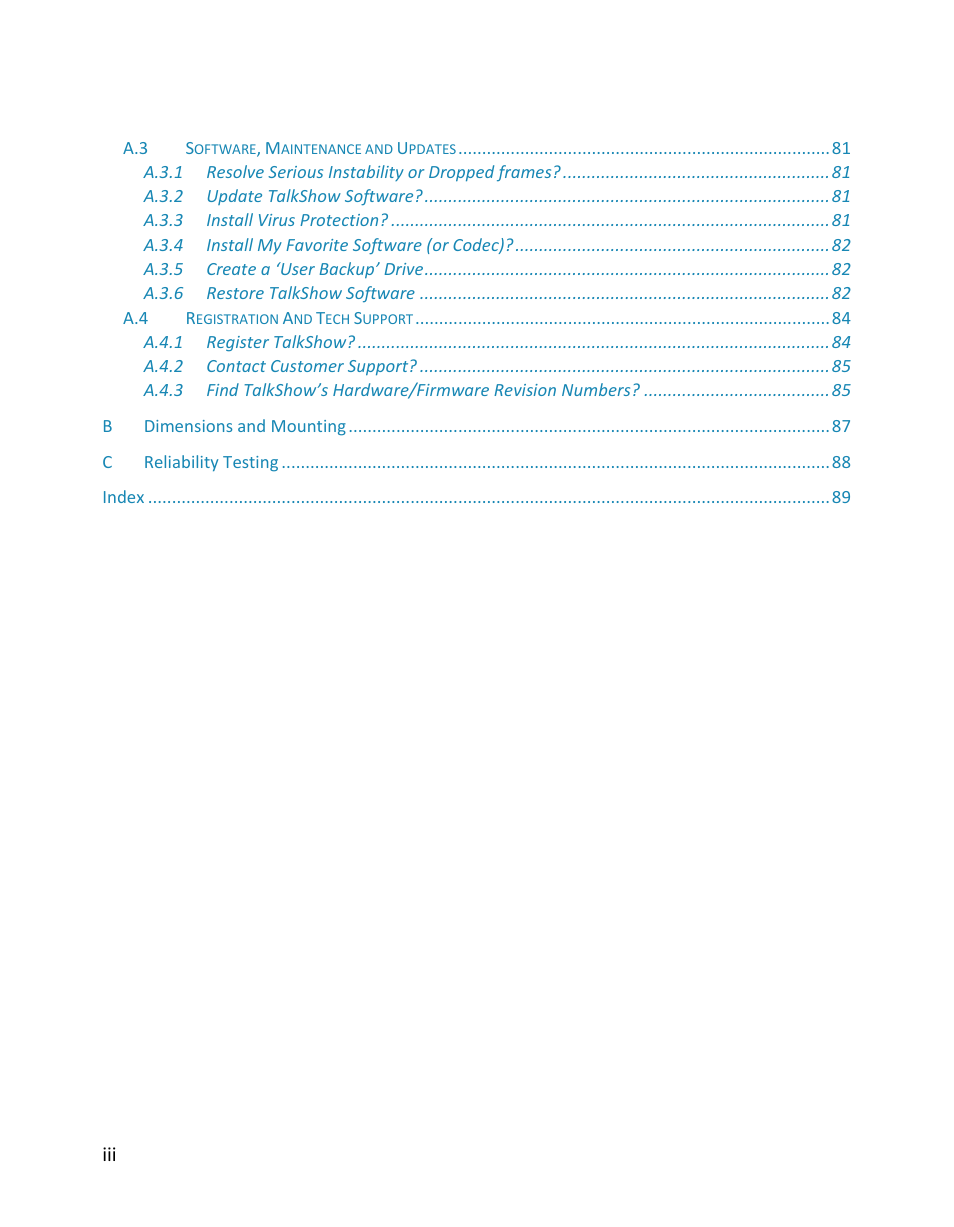 NewTek TalkShow VS-100 User Manual | Page 5 / 101