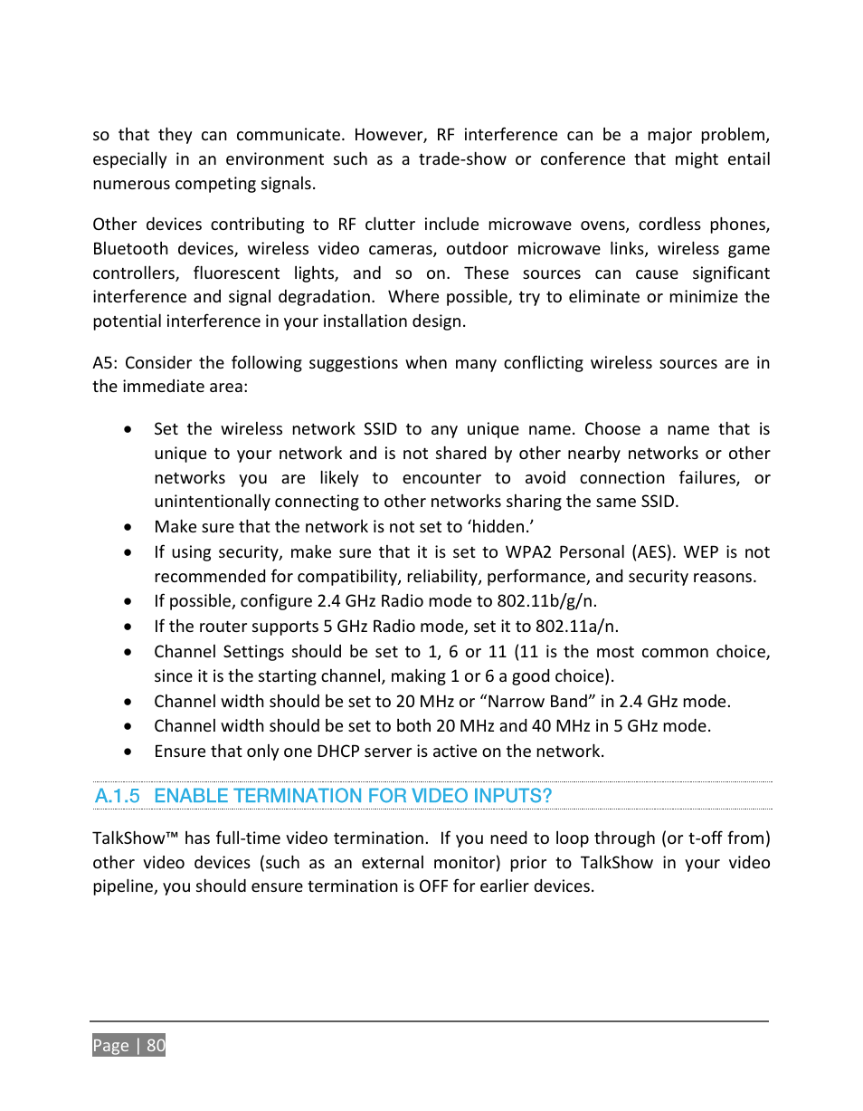 A.1.5, Enable termination for video inputs | NewTek TalkShow VS-100 User Manual | Page 88 / 101