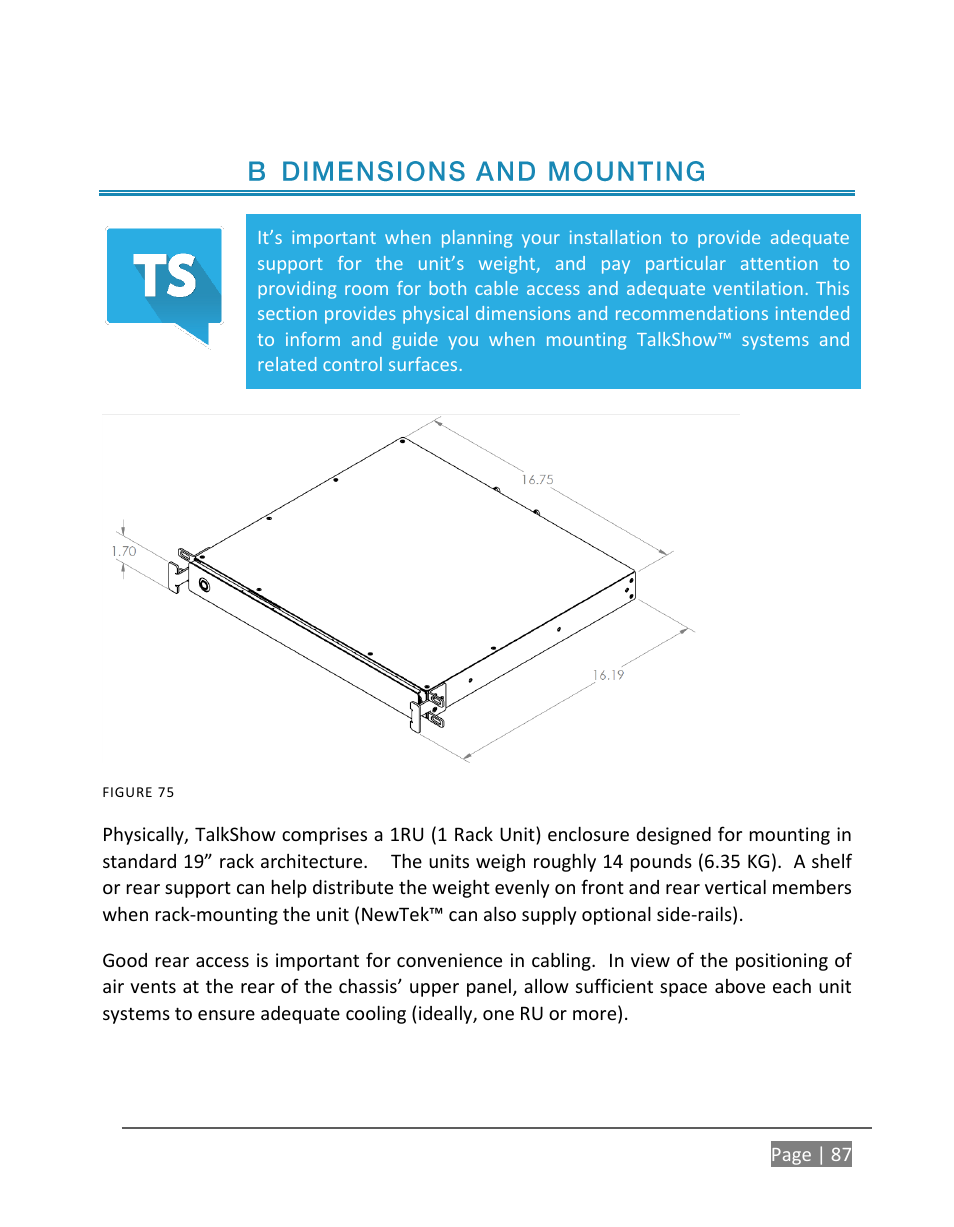 Dimensions and mounting | NewTek TalkShow VS-100 User Manual | Page 95 / 101