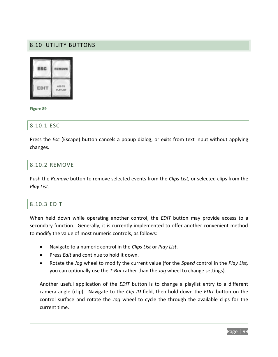 Utility buttons, Remove, Edit | NewTek 3Play 820 User Manual | Page 113 / 194