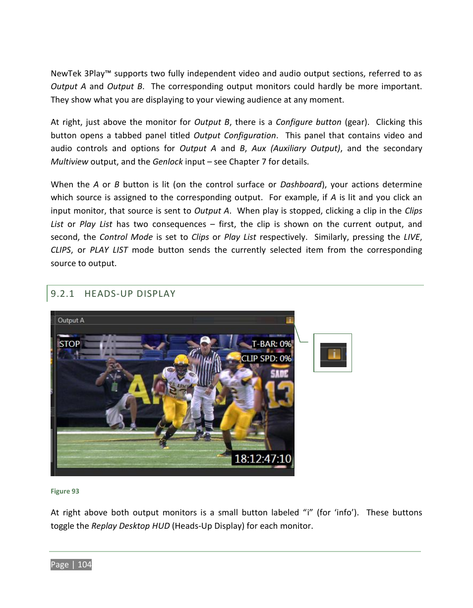 Heads-up display | NewTek 3Play 820 User Manual | Page 118 / 194