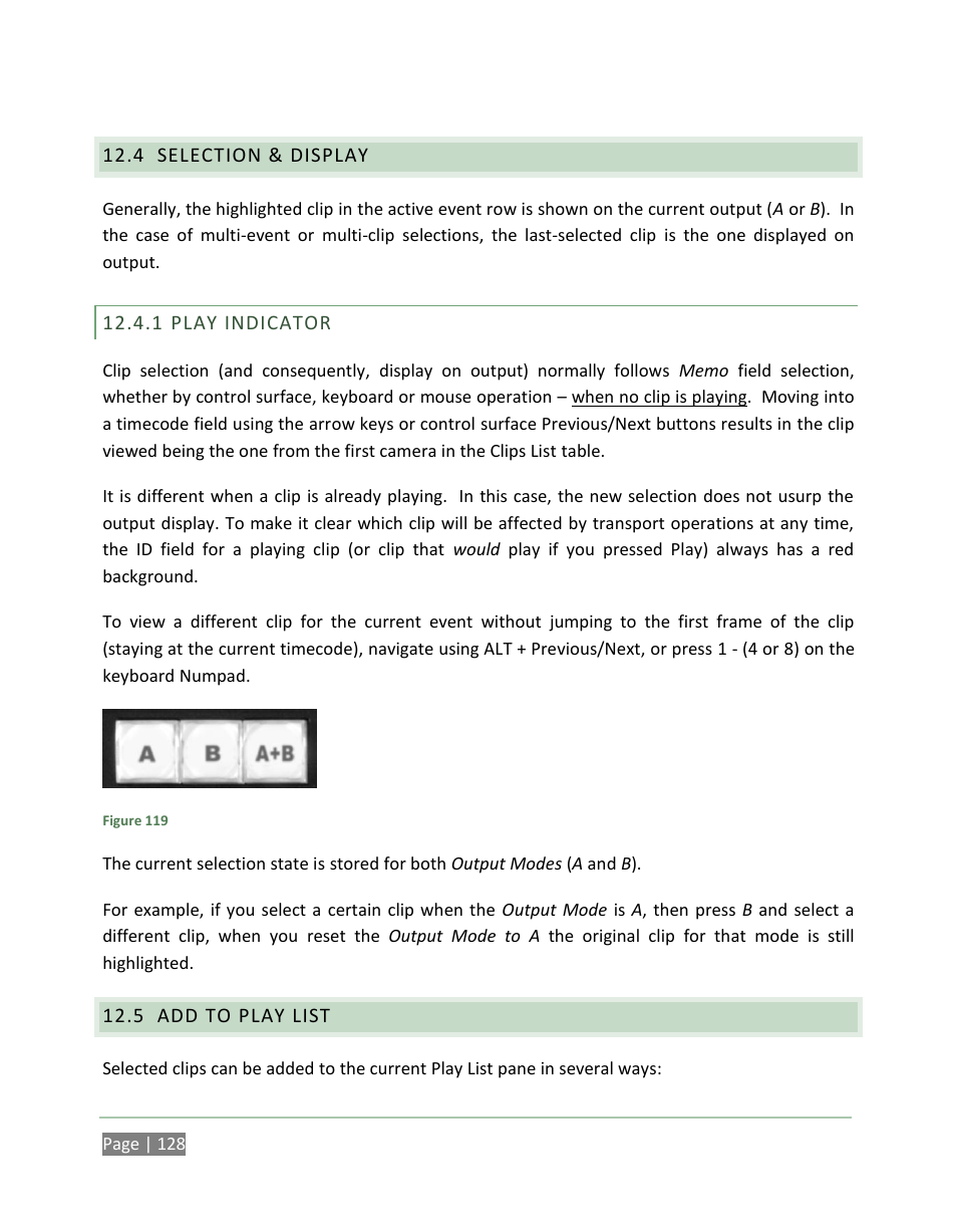 Selection & display, Play indicator, Add to play list | NewTek 3Play 820 User Manual | Page 142 / 194