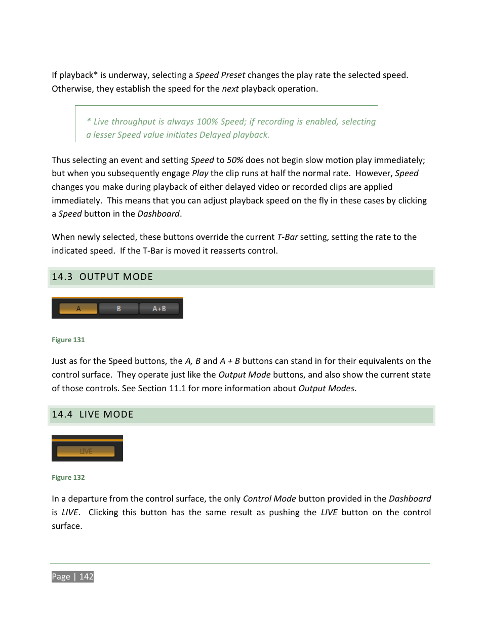 Output mode, Live mode | NewTek 3Play 820 User Manual | Page 156 / 194