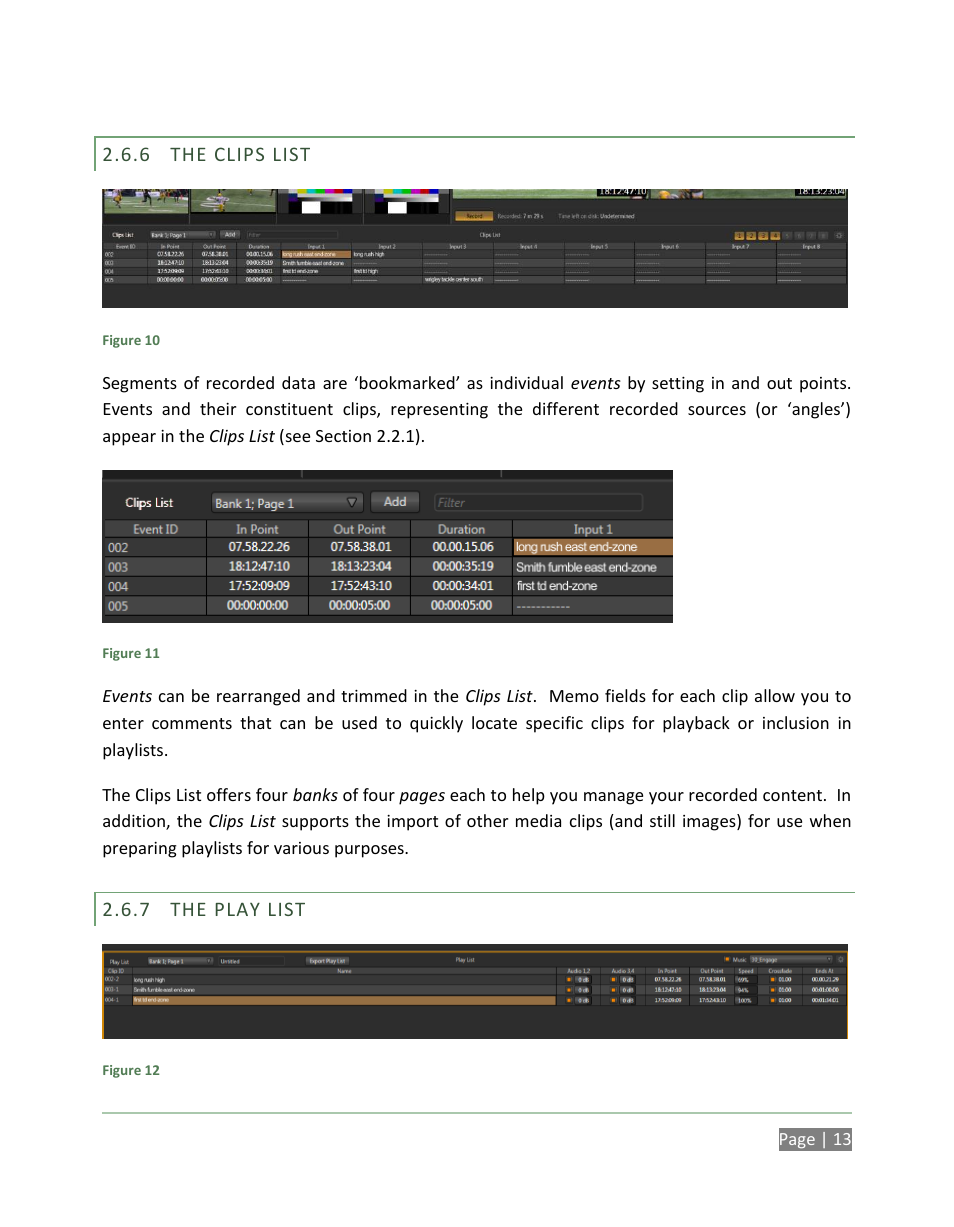 The clips list, The play list | NewTek 3Play 820 User Manual | Page 27 / 194