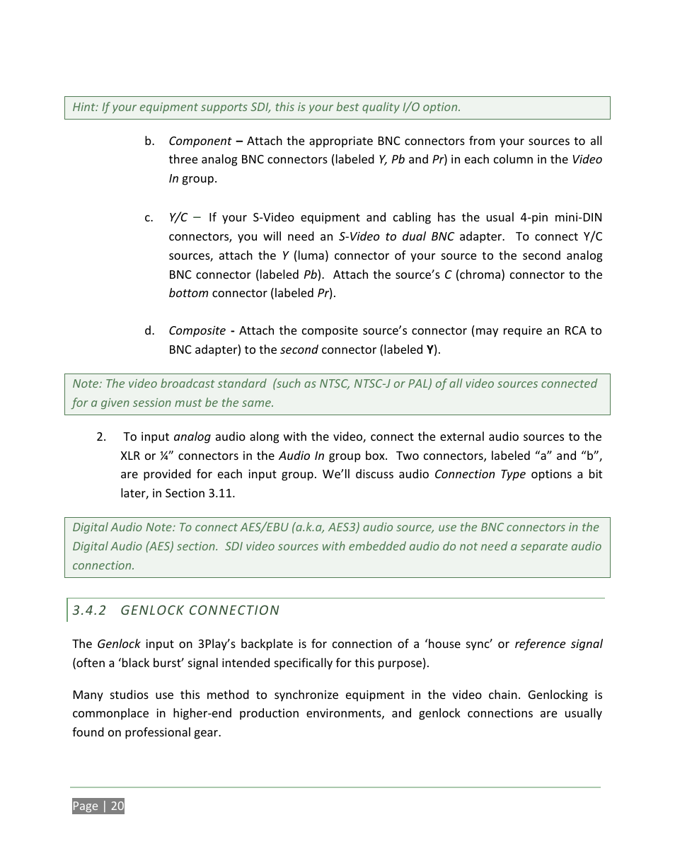 Genlock connection | NewTek 3Play 820 User Manual | Page 34 / 194