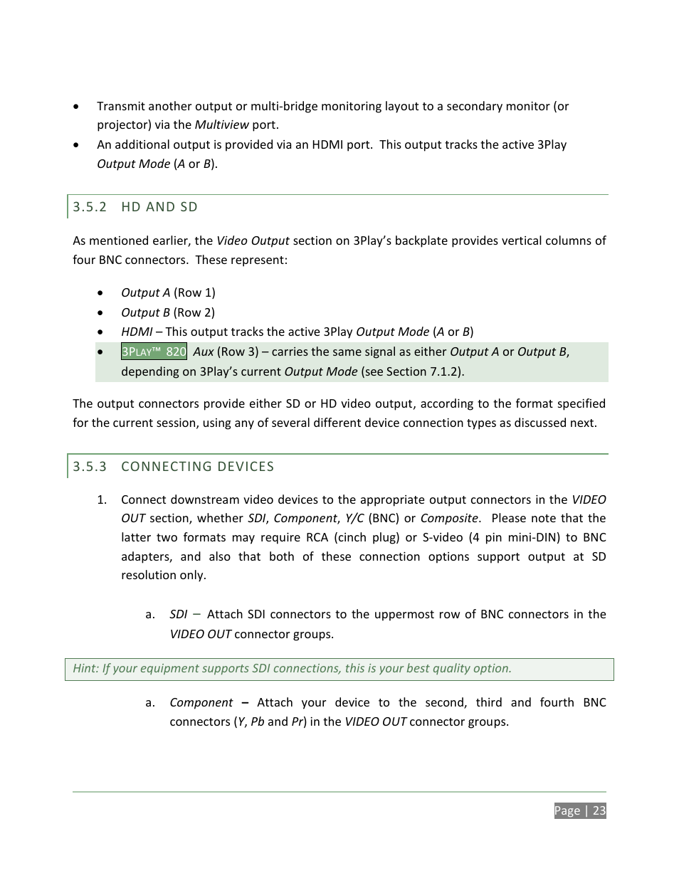 Hd and sd, Connecting devices | NewTek 3Play 820 User Manual | Page 37 / 194