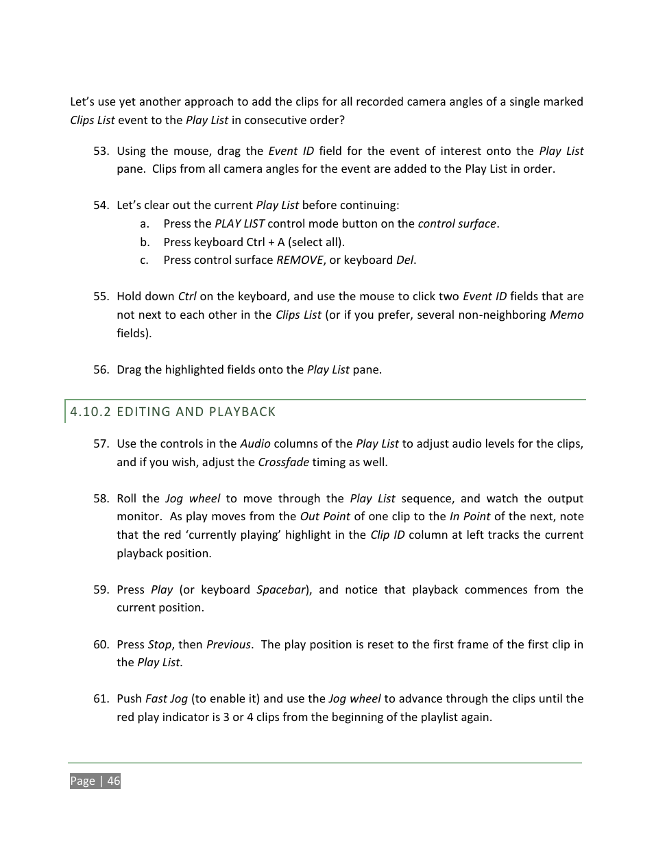 Editing and playback | NewTek 3Play 820 User Manual | Page 60 / 194