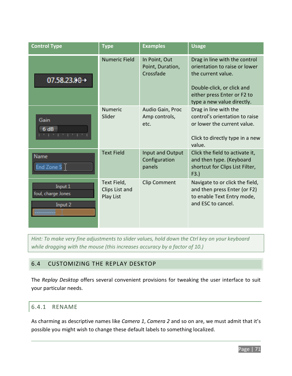 Customizing the replay desktop, Rename | NewTek 3Play 820 User Manual | Page 85 / 194