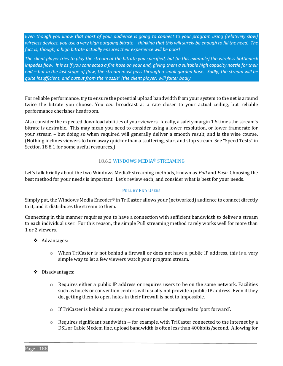 2 windows media, Streaming | NewTek TriCaster Advanced Edition User Guide User Manual | Page 200 / 342