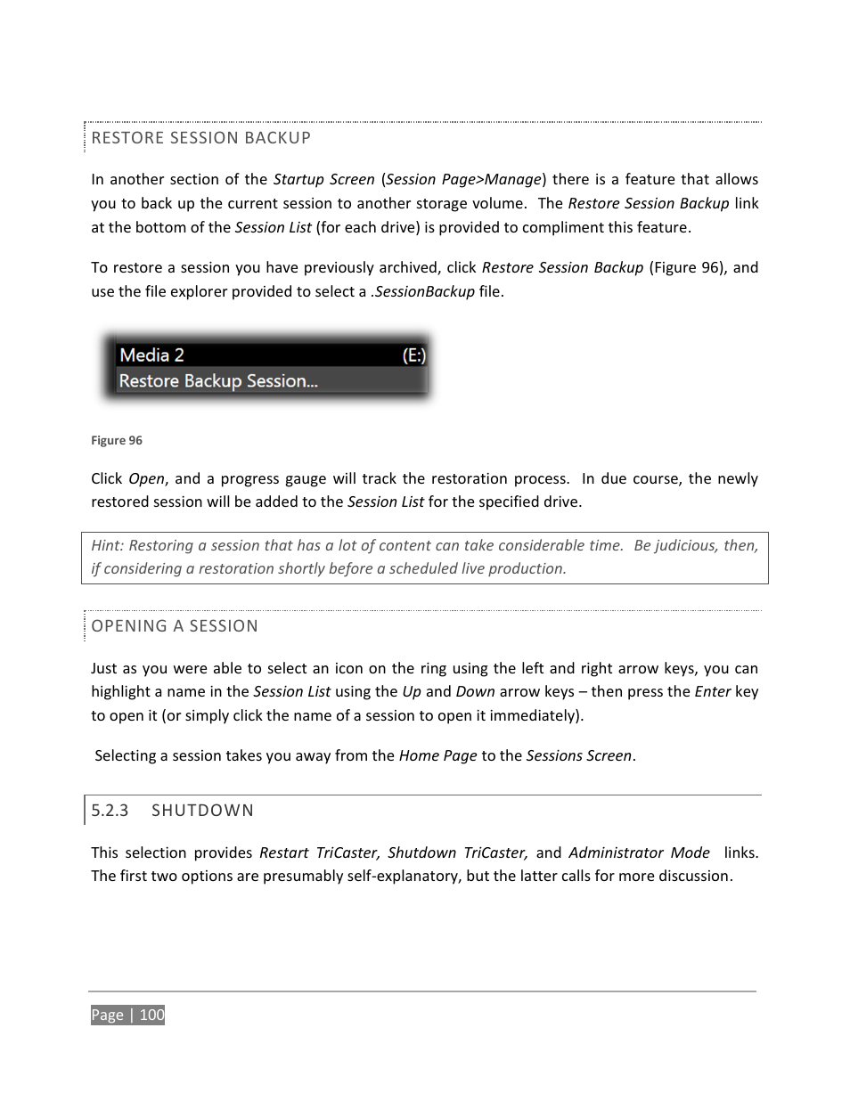 Shutdown | NewTek TriCaster 855 User Manual | Page 116 / 368