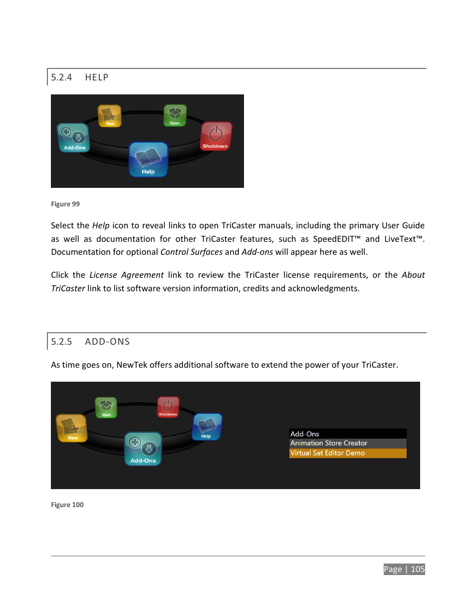 Help, Add-ons | NewTek TriCaster 855 User Manual | Page 121 / 368