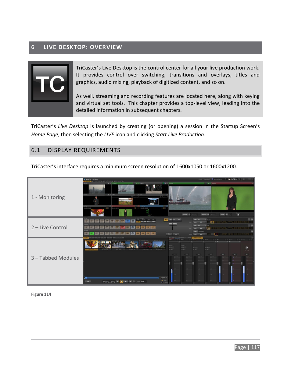 Live desktop: overview, Display requirements | NewTek TriCaster 855 User Manual | Page 133 / 368