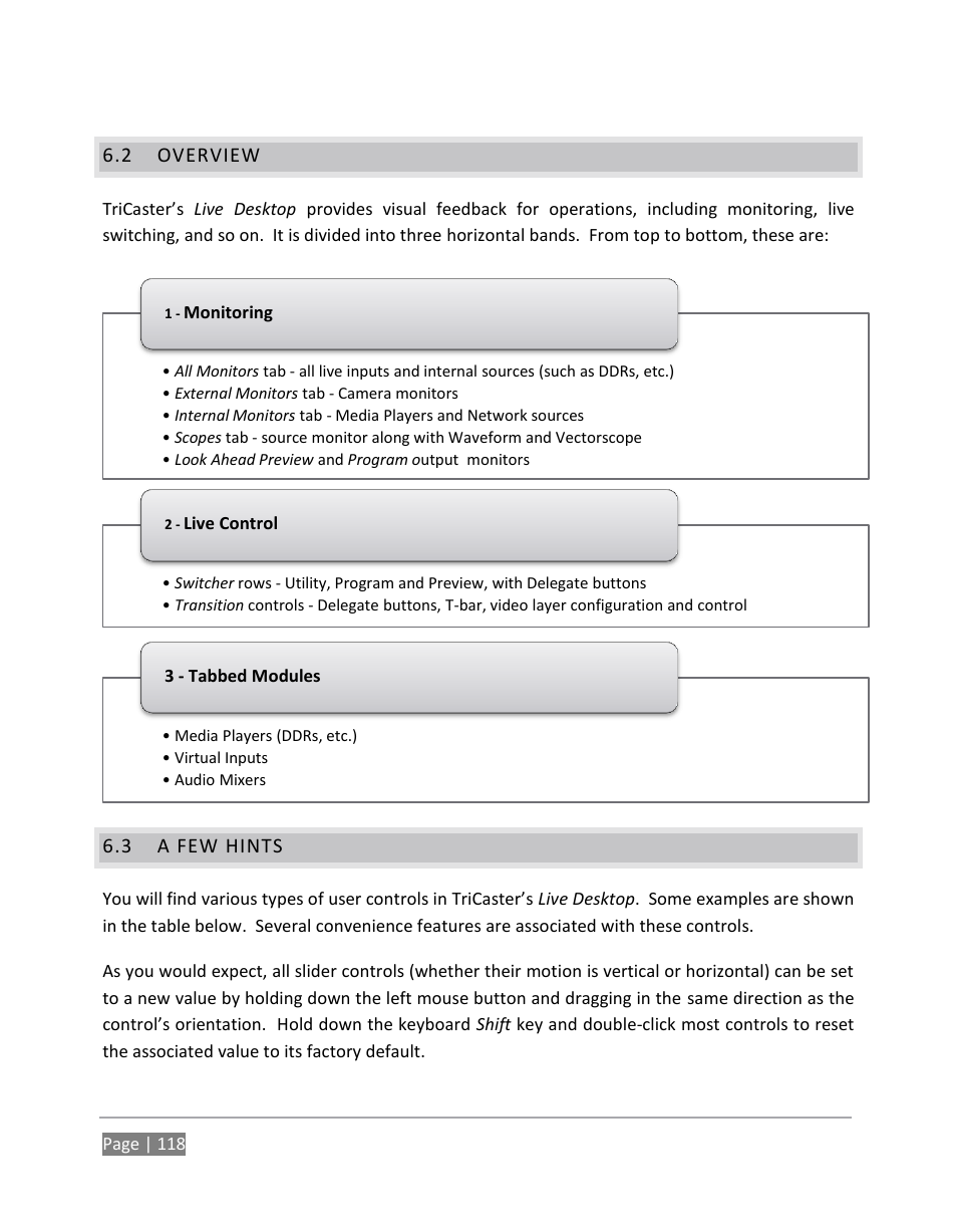 Overview, A few hints | NewTek TriCaster 855 User Manual | Page 134 / 368