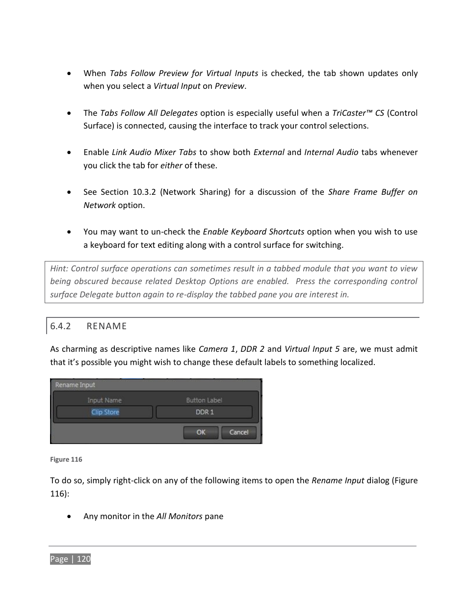 Rename | NewTek TriCaster 855 User Manual | Page 136 / 368