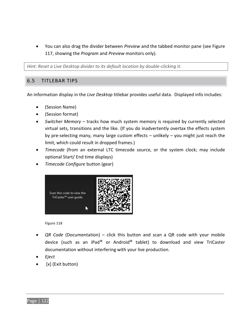 Titlebar tips | NewTek TriCaster 855 User Manual | Page 138 / 368