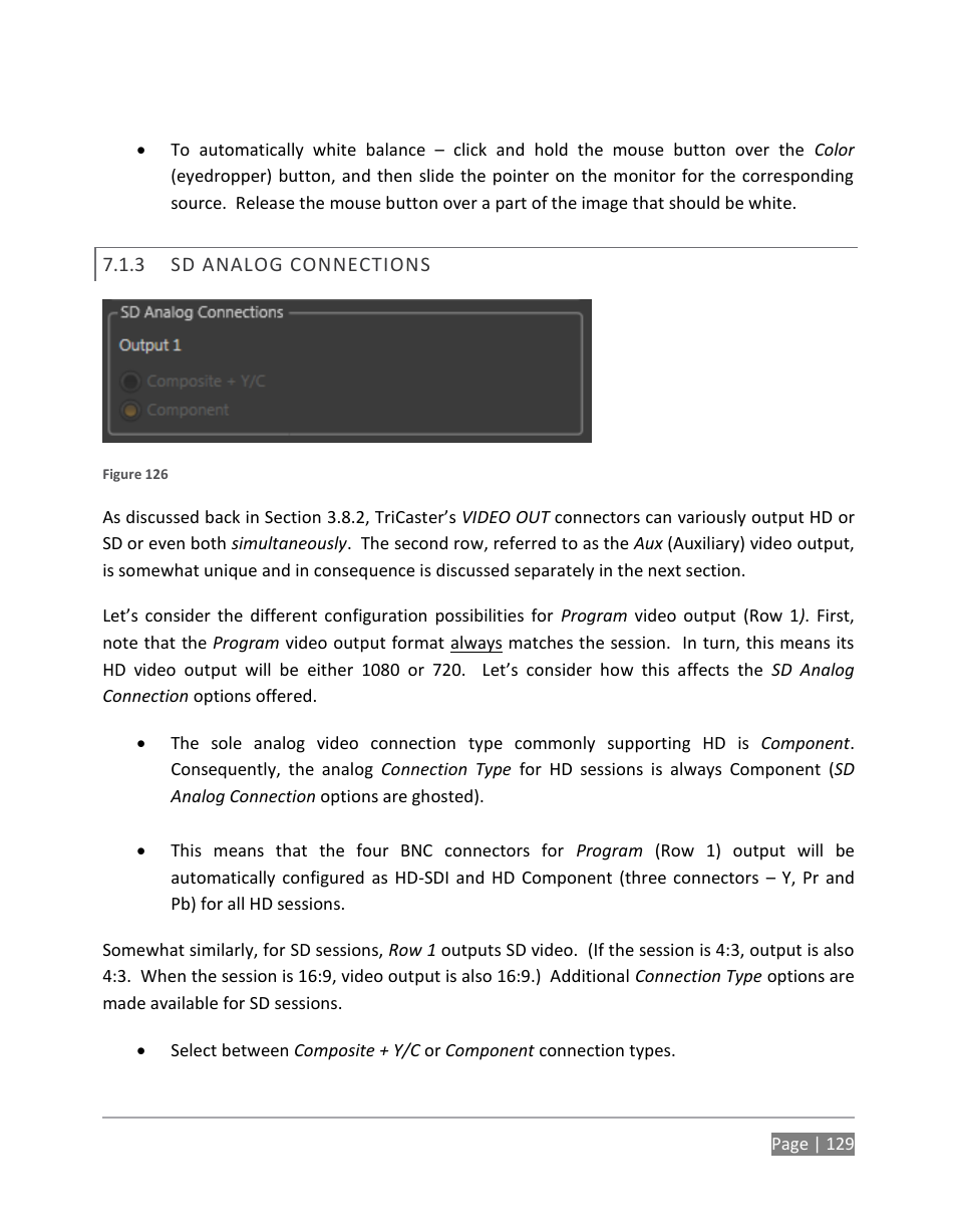 Sd analog connections | NewTek TriCaster 855 User Manual | Page 145 / 368