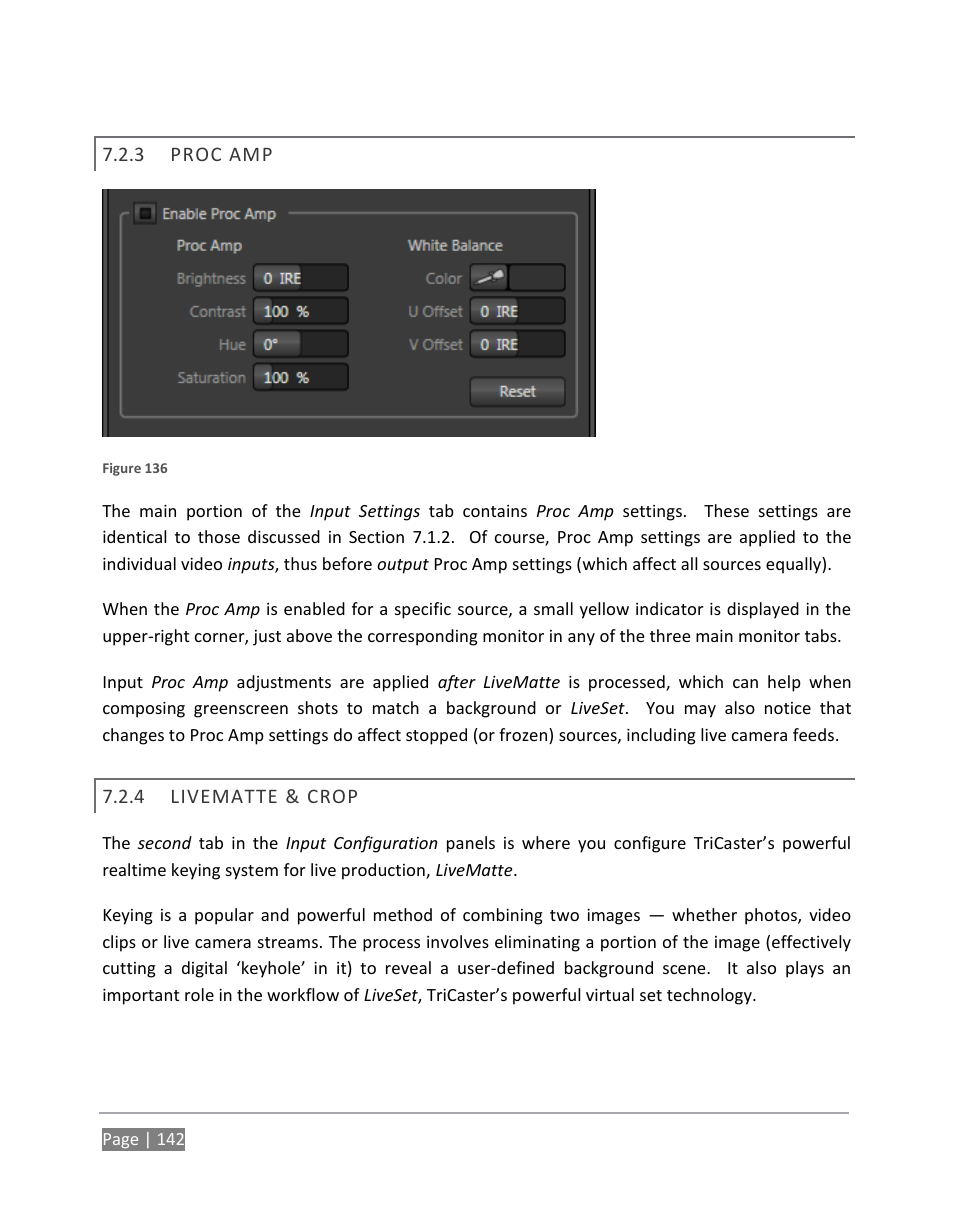 Proc amp, Livematte & crop | NewTek TriCaster 855 User Manual | Page 158 / 368