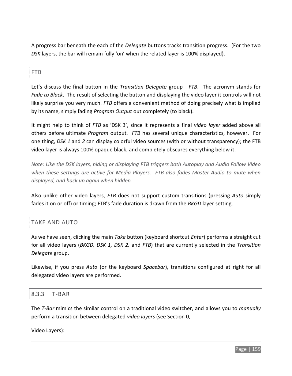 T-bar | NewTek TriCaster 855 User Manual | Page 175 / 368