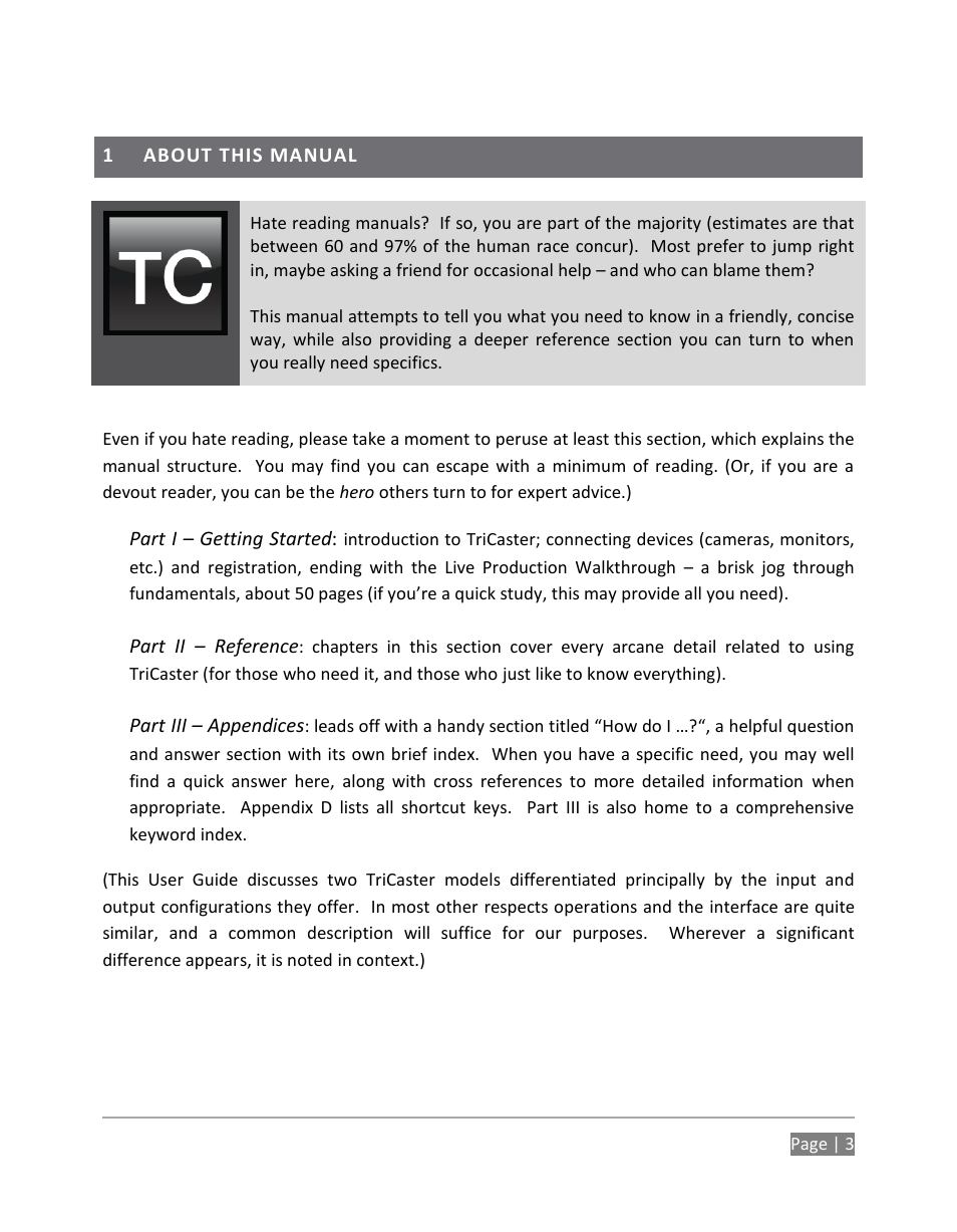 About this manual | NewTek TriCaster 855 User Manual | Page 19 / 368