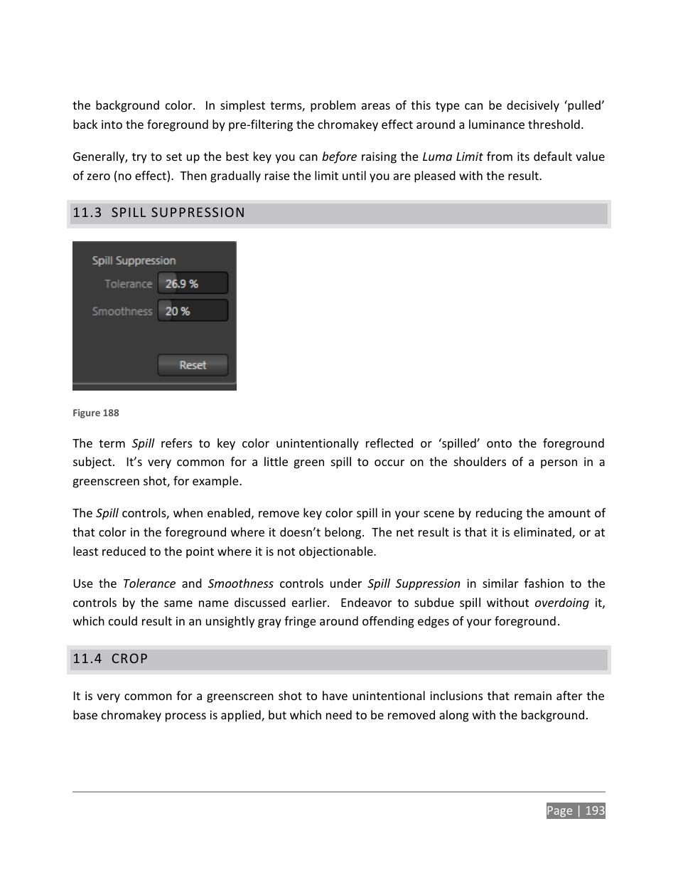 Spill suppression, Crop | NewTek TriCaster 855 User Manual | Page 209 / 368