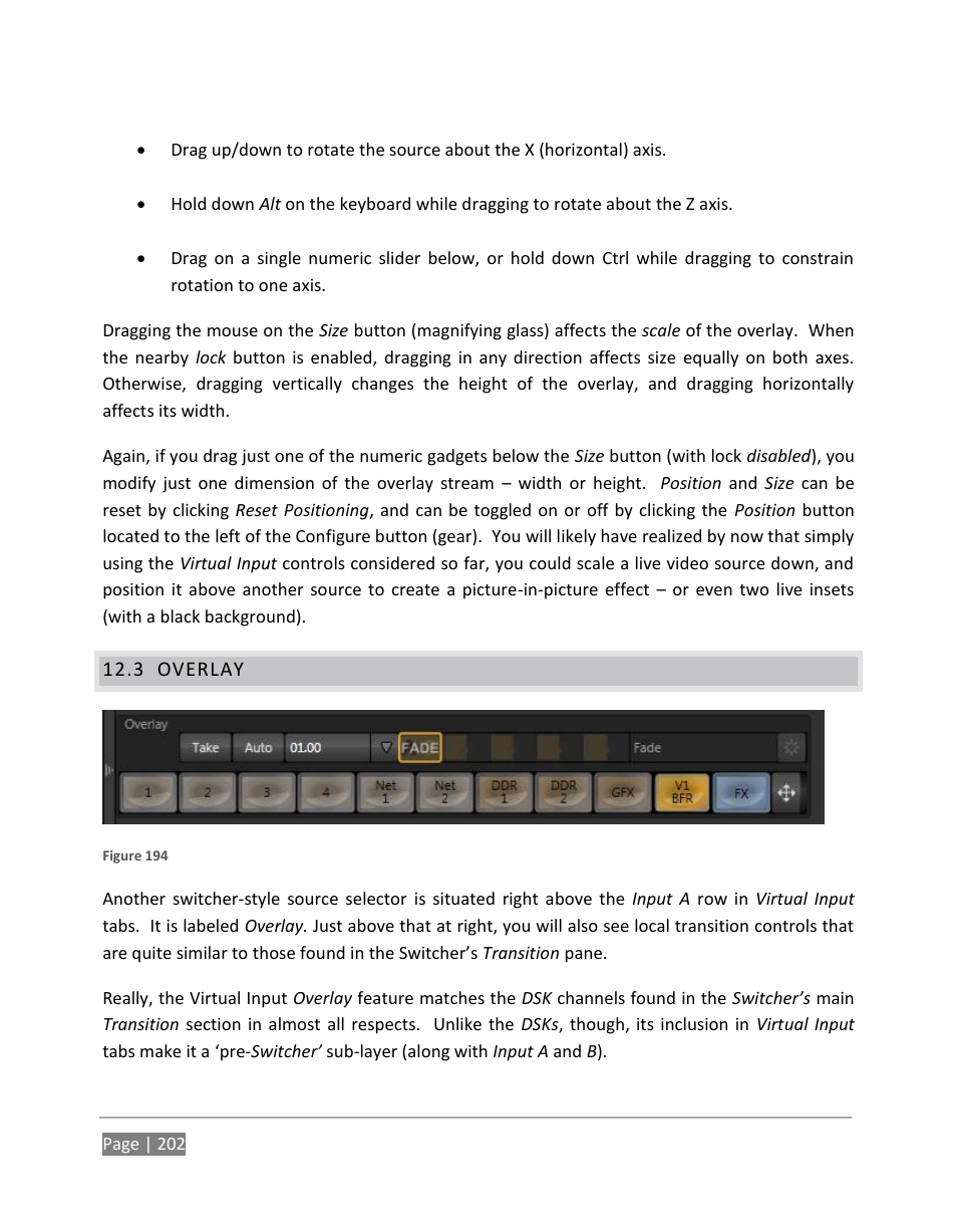 Overlay | NewTek TriCaster 855 User Manual | Page 218 / 368