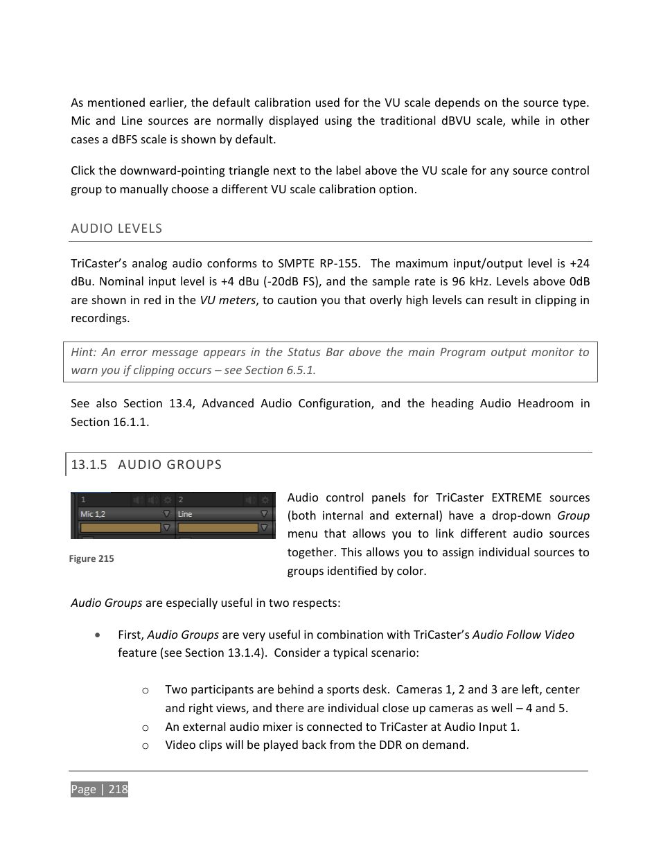 Audio groups | NewTek TriCaster 855 User Manual | Page 234 / 368