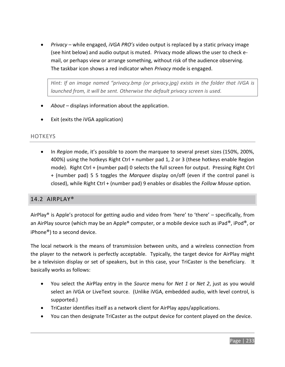 Airplay | NewTek TriCaster 855 User Manual | Page 249 / 368