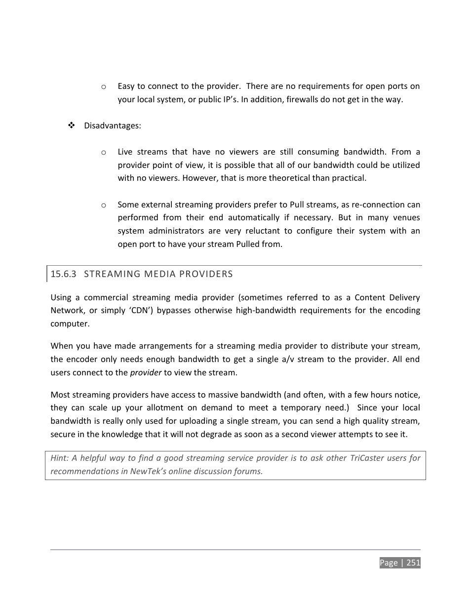 Streaming media providers | NewTek TriCaster 855 User Manual | Page 267 / 368