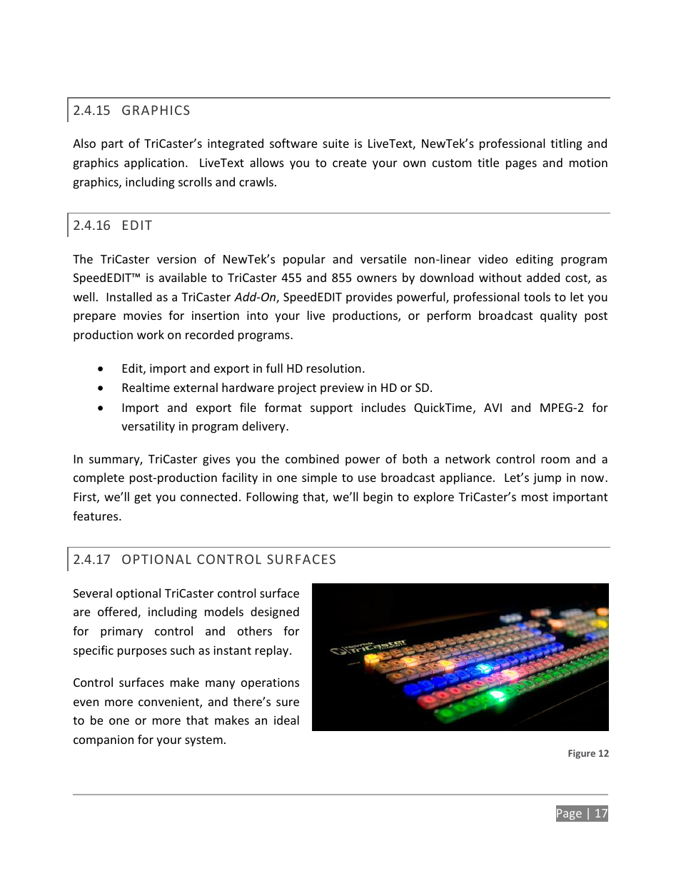 Graphics, Edit, Optional control surfaces | NewTek TriCaster 855 User Manual | Page 33 / 368