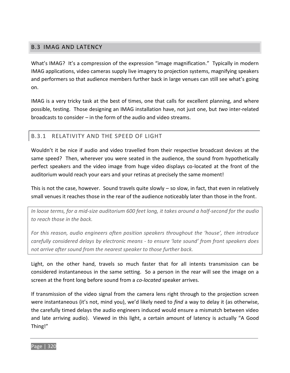 Imag and latency, B.3.1, Relativity and the speed of light | NewTek TriCaster 855 User Manual | Page 336 / 368